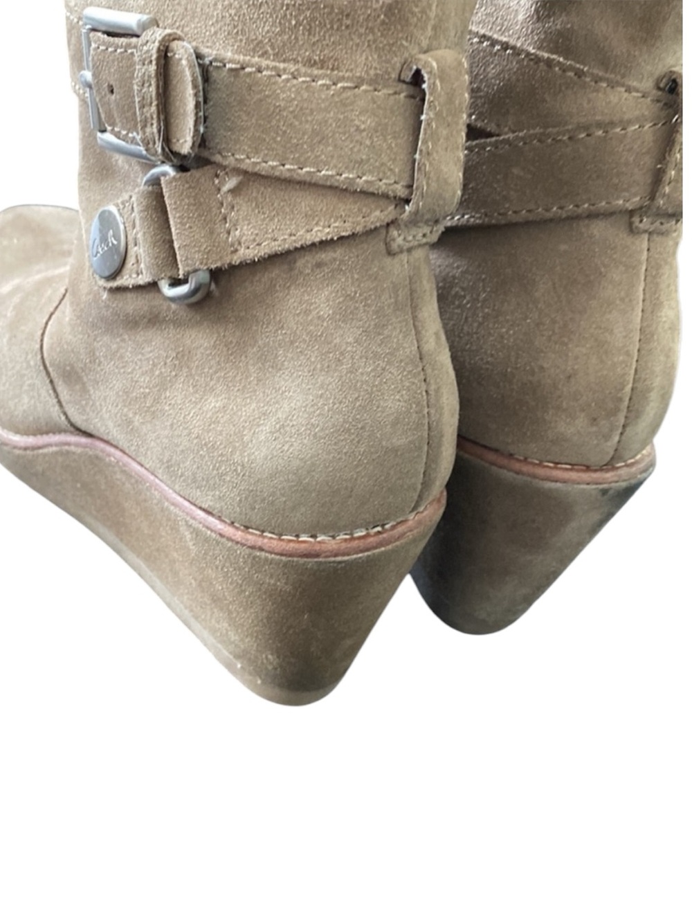 COACH Candid Suede Knee-High Wedge Boots in Clay (Tan) Size 8 - Picture 7 of 10